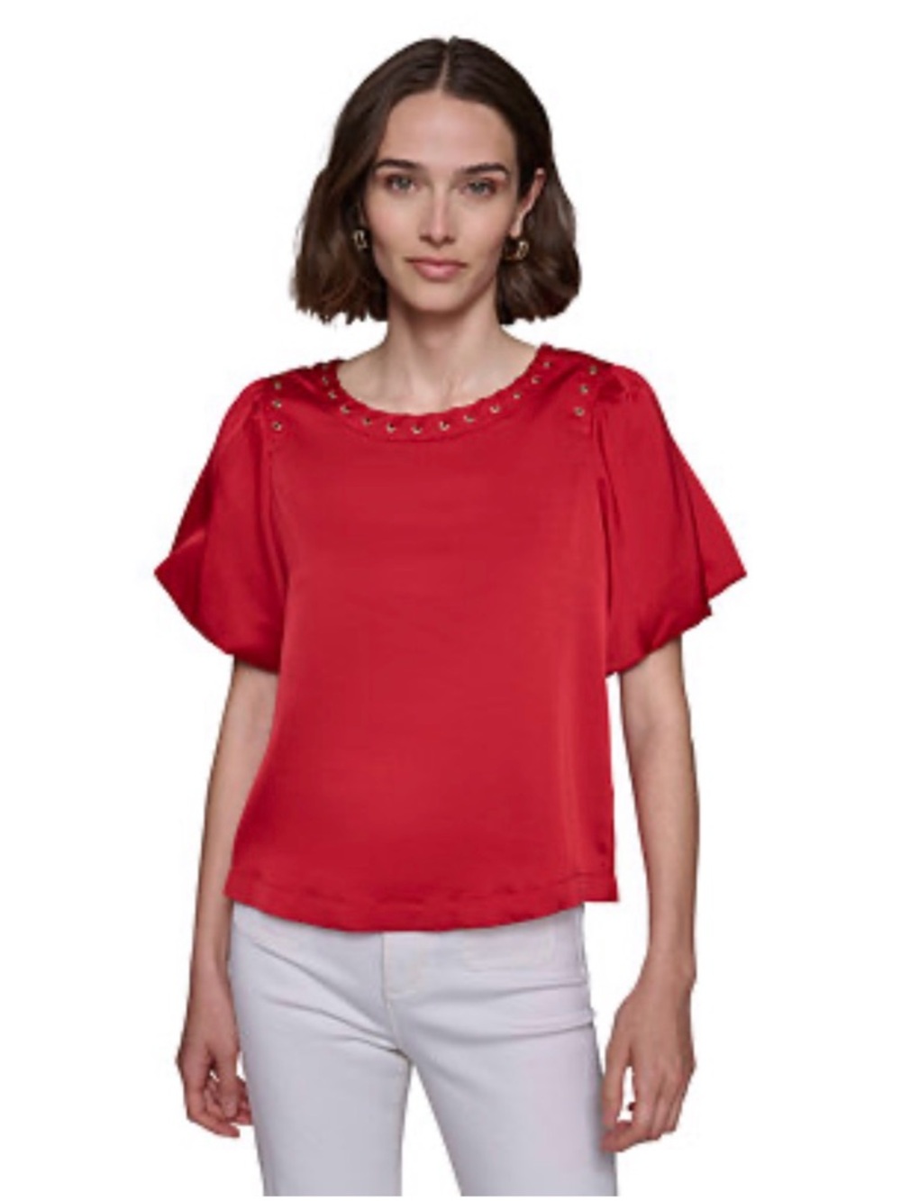 Karl Lagerfeld Paris Red Studded Blouse – Size Small | New Without Tags